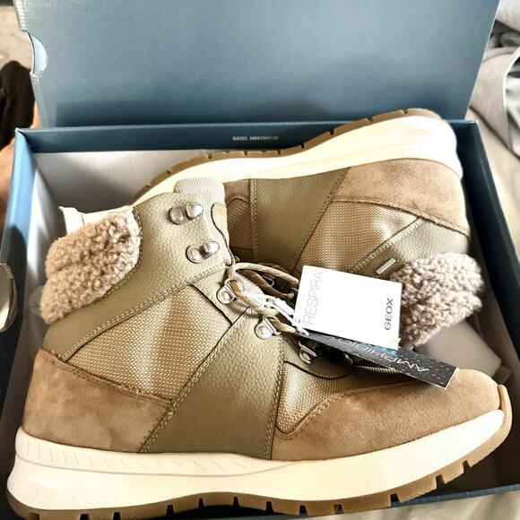 GEOX Braies Faux Fur Comfort Hiker Boots leather & textile size 40/9-9.5 US NWB - Picture 4 of 5